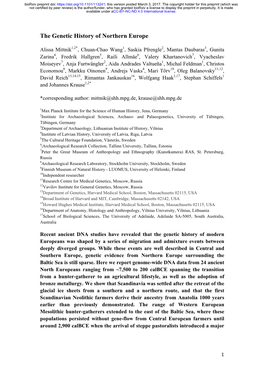 The Genetic History of Northern Europe