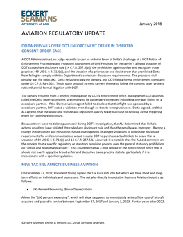 Aviation Regulatory Update Digest