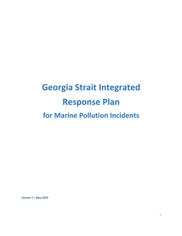 Georgia Strait Integrated Response Plan for Marine Pollution Incidents