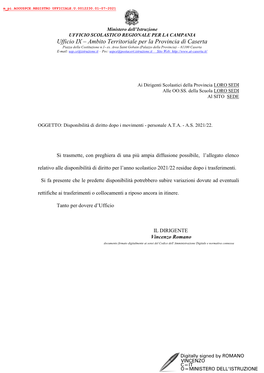 Ufficio IX – Ambito Territoriale Per La Provincia Di Caserta Piazza Della Costituzione N.1- Ex