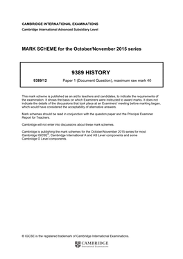 MARK SCHEME for the October/November 2015 Series