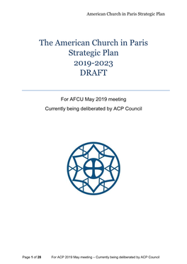 The American Church in Paris Strategic Plan 2019-2023 DRAFT