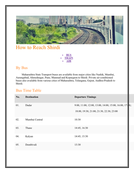 How to Reach Shirdi