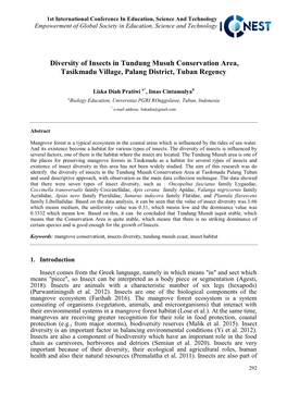 Diversity of Insects in Tundung Musuh Conservation Area, Tasikmadu Village, Palang District, Tuban Regency