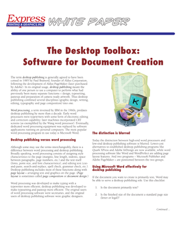 The Desktop Toolbox: Software for Document Creation