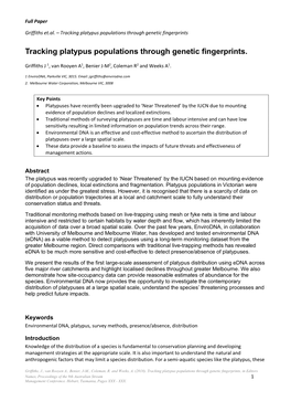 Tracking Platypus Populations Through Genetic Fingerprints