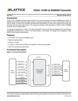 Ycbcr 10-Bit to RGB565 Converter