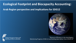 Ecological Footprint and Biocapacity Accounting: Arab Region Perspective and Implications for SDG12