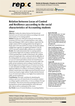 Relation Between Locus of Control and Resilience Aaccording to the Social Characteristics of Accounting Students