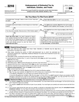 Form 2210 – Underpayment of Estimated