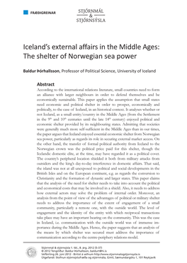 Iceland's External Affairs in the Middle Ages: the Shelter of Norwegian Sea