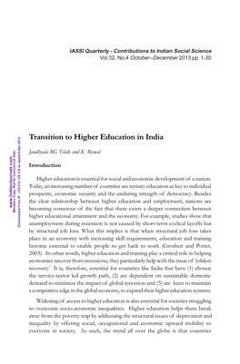 Transition to Higher Education in India