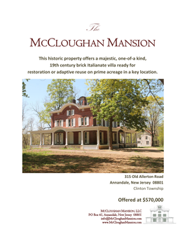 Mccloughan Mansion Prospectus