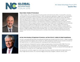 NC Global Advantage Forum 2019 Speaker Bios