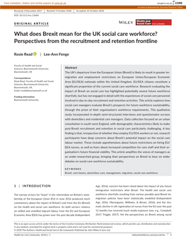 What Does Brexit Mean for the UK Social Care Workforce? Perspectives from the Recruitment and Retention Frontline