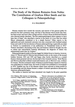 The Study of the Human Remains from Nubia: the Contribution of Grafton Elliot Smith and His Colleagues to Palaeopathology