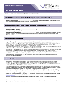 CDHO Factsheet Celiac Disease