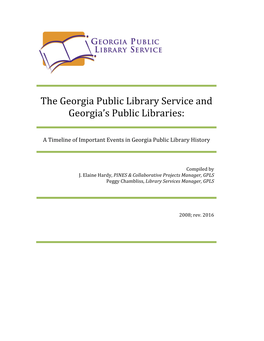 A Timeline of Important Events in Georgia Public Library History