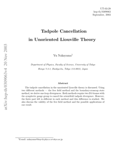 Tadpole Cancellation in Unoriented Liouville Theory