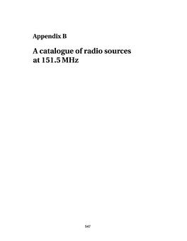 A Catalogue of Radio Sources at 151.5 Mhz