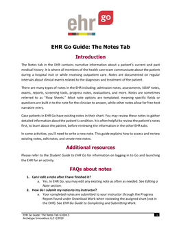 EHR Go Guide: the Notes Tab