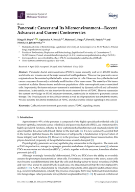 Pancreatic Cancer and Its Microenvironment—Recent Advances and Current Controversies