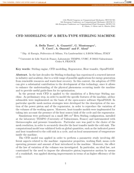 Cfd Modelling of a Beta-Type Stirling Machine