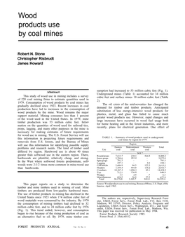 Wood Products Use by Coal Mines