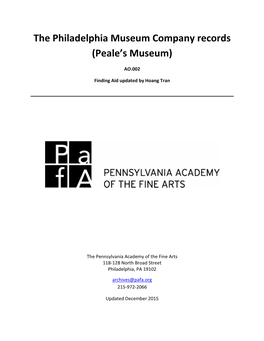 The Philadelphia Museum Company Records (Peale’S Museum)