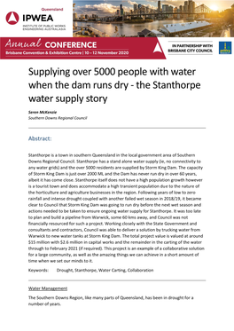 The Stanthorpe Water Supply Story