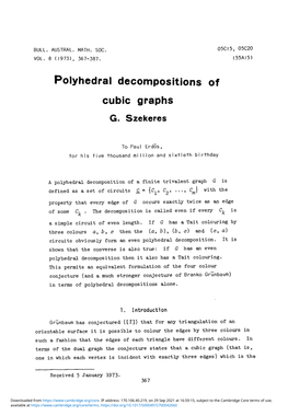 Polyhedral Decompositions of Cubic Graphs G