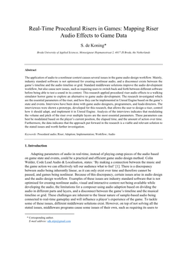 Real-Time Procedural Risers in Games: Mapping Riser Audio Effects to Game Data