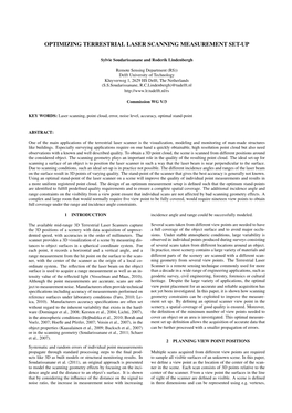 Optimizing Terrestrial Laser Scanning Measurement Set-Up