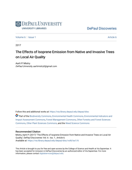 The Effects of Isoprene Emission from Native and Invasive Trees on Local Air Quality