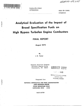 Broad Specificationfuels on High B ,Passturbofan Engine Combustors