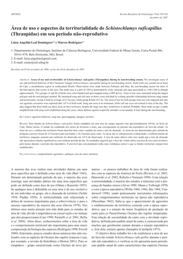 Área De Uso E Aspectos Da Territorialidade De Schistochlamys Ruficapillus (Thraupidae) Em Seu Período Não-Reprodutivo