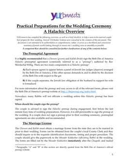 Practical Preparations for the Wedding Ceremony a Halachic Overview