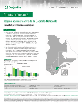 Région Administrative De La Capitale-Nationale Survol Et Prévisions Économiques