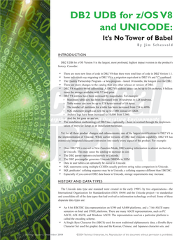 DB2 UDB for Z/OS V8 and UNICODE: It’S No Tower of Babel by Jim Schesvold