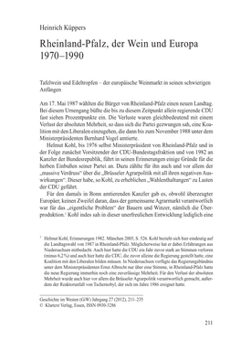 Rheinland-Pfalz, Der Wein Und Europa 1970–1990