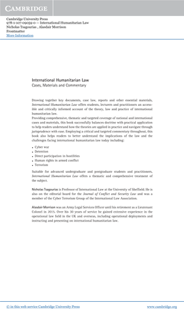 International Humanitarian Law Nicholas Tsagourias , Alasdair Morrison Frontmatter More Information