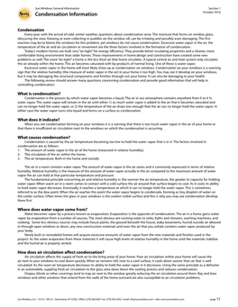 Condensation Information October 2016