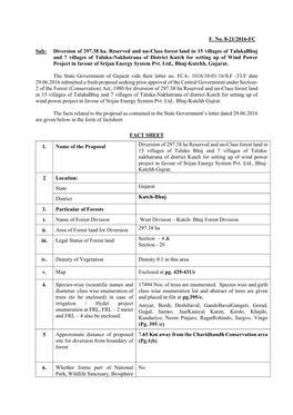 Diversion of 297.38 Ha. Reserved and Un-Class Forest Land in 15 Villages