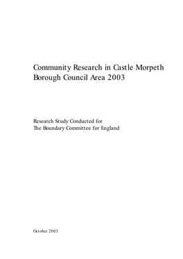 Community Research in Castle Morpeth Borough Council Area 2003