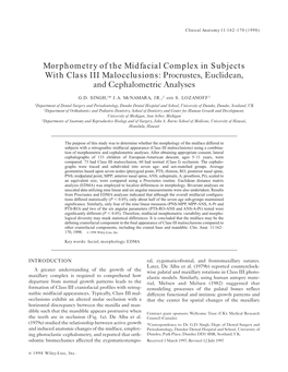 Morphometry of the Midfacial Complex in Subjects with Class III Malocclusions: Procrustes, Euclidean, and Cephalometric Analyses