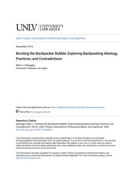 Bursting the Backpacker Bubble: Exploring Backpacking Ideology, Practices, and Contradictions