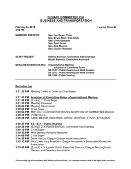 Senate Committee on Business and Transportation