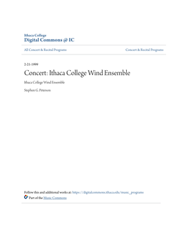 Concert: Ithaca College Wind Ensemble Ithaca College Wind Ensemble