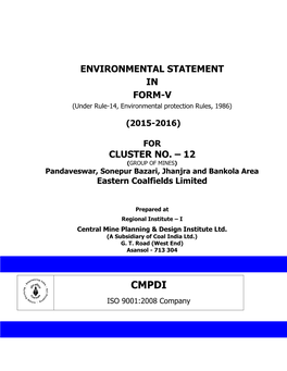 ENVIRONMENTAL STATEMENT in FORM-V (Under Rule-14, Environmental Protection Rules, 1986)