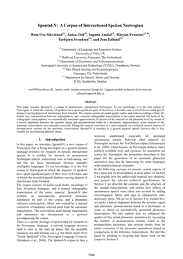 Spontal- : a Corpus of Interactional Spoken Orwegian